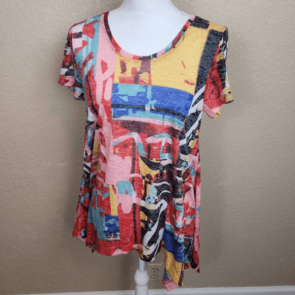 Chelsea and Theodore Colorblock Burnout Tee Shirt Medium (4494) - Picture 1 of 4